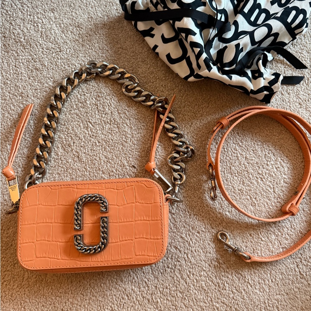 Marc Jacobs Orange Crossbody Bag with Chain Detail